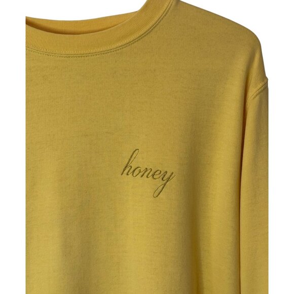 Brandy Melville John Galt yellow honey embroidered crewneck sweatshirt size M - Picture 5 of 8